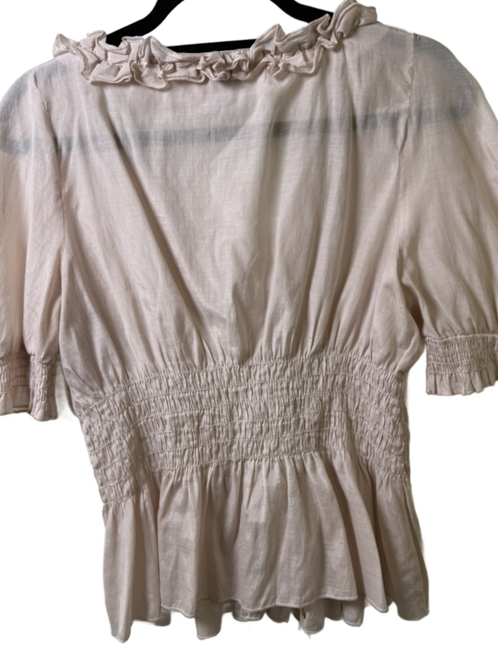 Poetry Ruffled Button-Front Cream Blouse - Picture 2 of 4